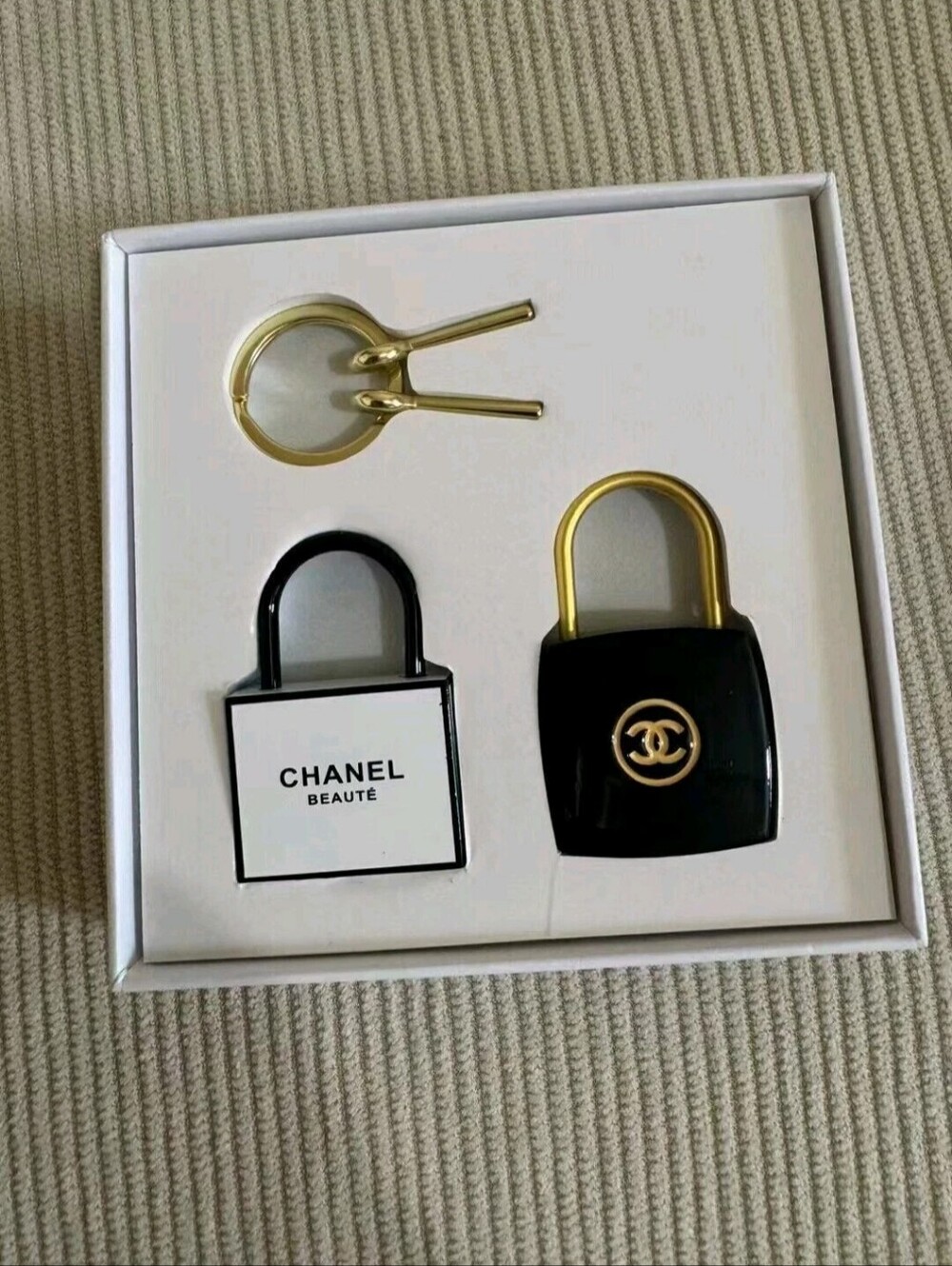 CHANEL PadLock Lock & Key Set Rare VIP  Bag Charm Keychain NIB